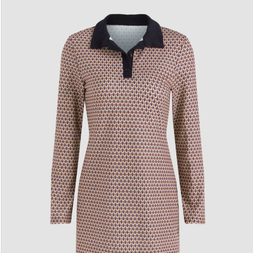 All Over Print Collar Mini Dress